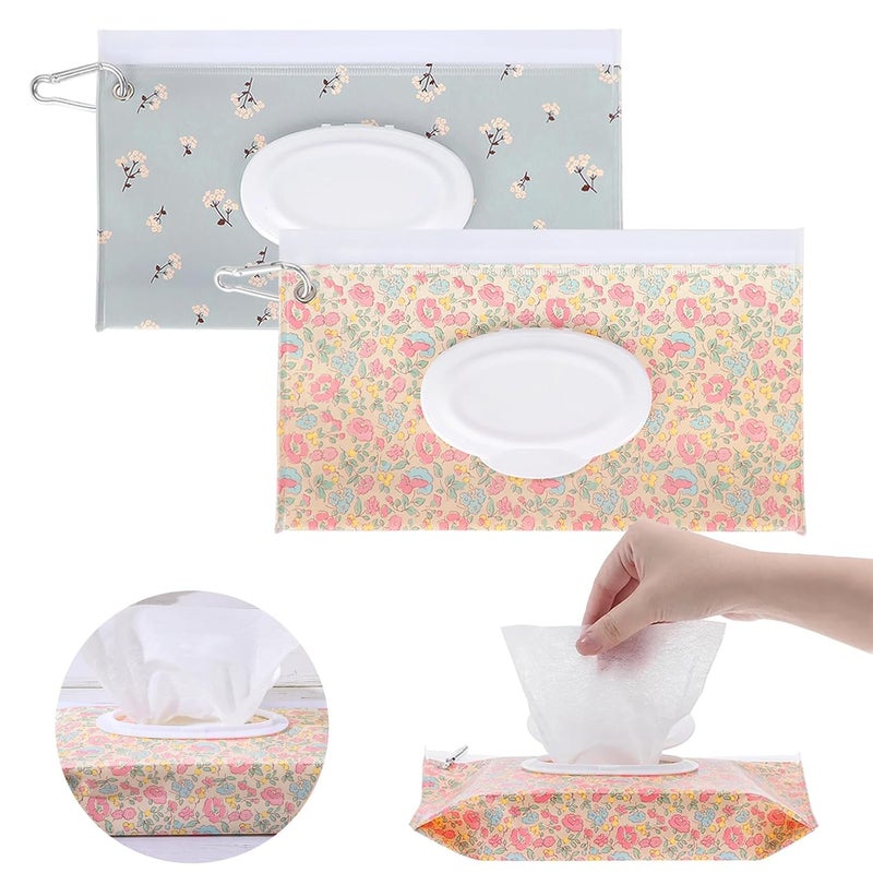 YAHUIPEIUS 2Packs Baby Wipes Dispenser Portable Baby Wipe Holder Refillable Wet Wipes Container Reusable Travel Wipes Case, Keeps Wipes Fresh(Blue) - Image 1